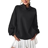 EasyGala Womens Fleece Sweatshirts with Pockets Oversized Turtleneck Pullover Trendy Long Sleeve Tops Fall Fashion Shirts