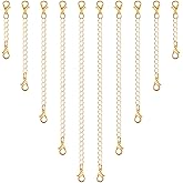 anezus Chain Extenders for Necklaces, 10pcs Gold Jewelry Extenders for Necklaces, Stainless Steel Chain Extenders for Necklace, Bracelet and Anklet (Assorted Sizes)