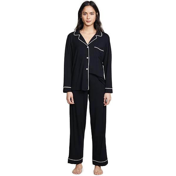 NACHILA Women's Bamboo Viscose Pajama Set - Super Soft Long Sleeve V-Neck Sleepwear & Lounge Pants Set