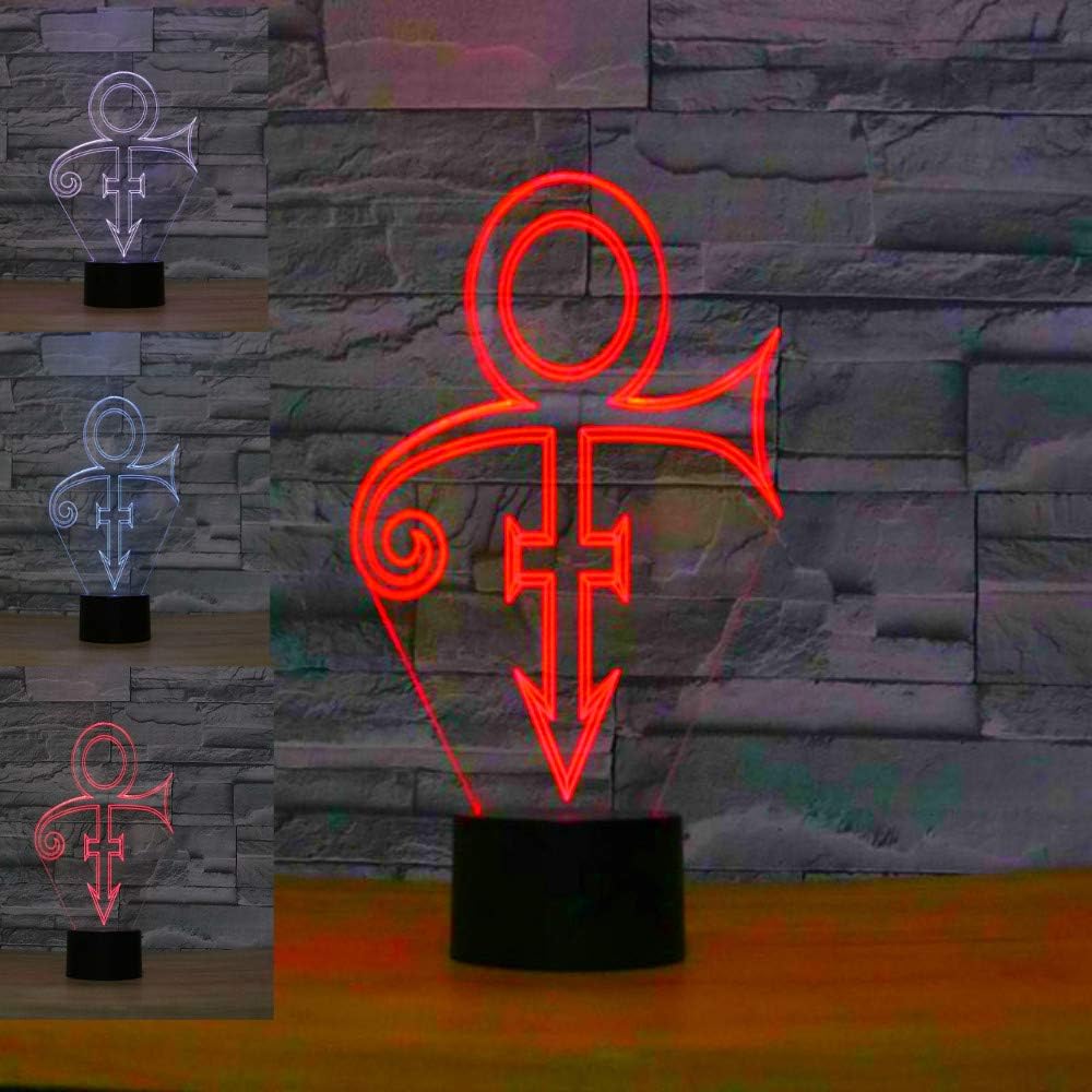 3D Prince Model Guitar Night Light Optical Illusion 7 Colors Changing USB Power Touch Switch Decor Lamp LED Table Desk Lamp Brithday Children Kids Christmas Xmas Gift