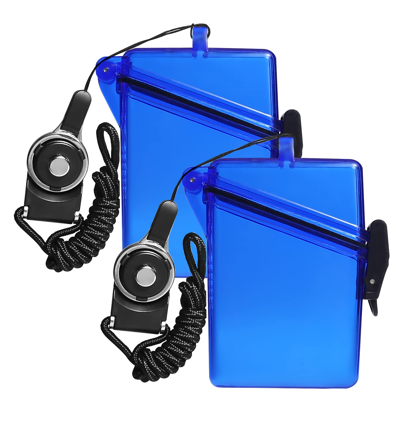 CEYDEY 2 Pack Sport Waterproof ID Card Badge Holder Case with Lanyard Cover Multiple Credit Cards, Registration, ins Card Heavy Duty Durable Locker Dry Box (Clear Blue)