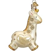 Old World Christmas Baby's Giraffe Glass Blown Ornament for Christmas Tree, Handcrafted Holiday Decoration, Baby’s First Christmas Collection