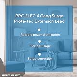 PRO ELEC PELB1706 4 Gang Surge Protected Mains Extension Lead 2m Black view 7
