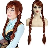 SARLA Women's Long Braided Auburn Wig Straight 30 Inch Synthetic Pigtail Hair for Cosplay Party Halloween Costume Adult Size