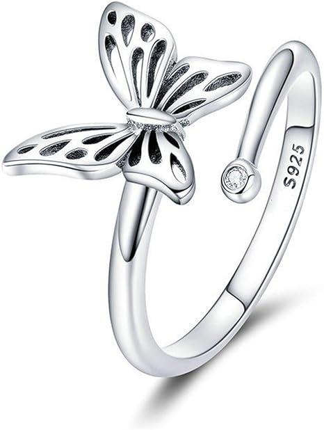 Amazon Co Jp S925スターリングシルバーリング シルバーアジャスタブルリング 人気の蝶形のレディースリング ホリデーアニバーサリーギフト アレルギーを起こしにくい 婚約指輪 結婚指輪 ホーム キッチン