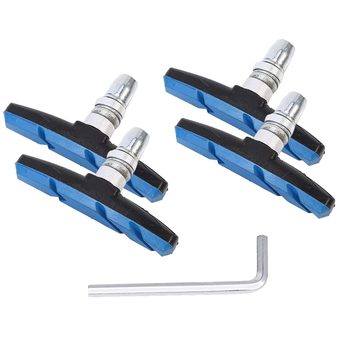 PLATTBK Bike Brake Pads 2 Pairs with Installation Tool No Noise Long 70mm Rubber Durable V-Brake Pads for Mountain Bicycle