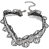 JWICOS Black Lace Choker Necklace for Women Gothic Necklace with Rhinestone Choker Tie Cravat Accessories Gifts for Prom Halloween Costume