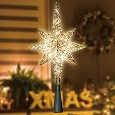 LAMPHOME 10-Light Christmas Tree Topper,Bethlehem Star Tree Topper, Gold Bethlehem Star Treetop, Golden