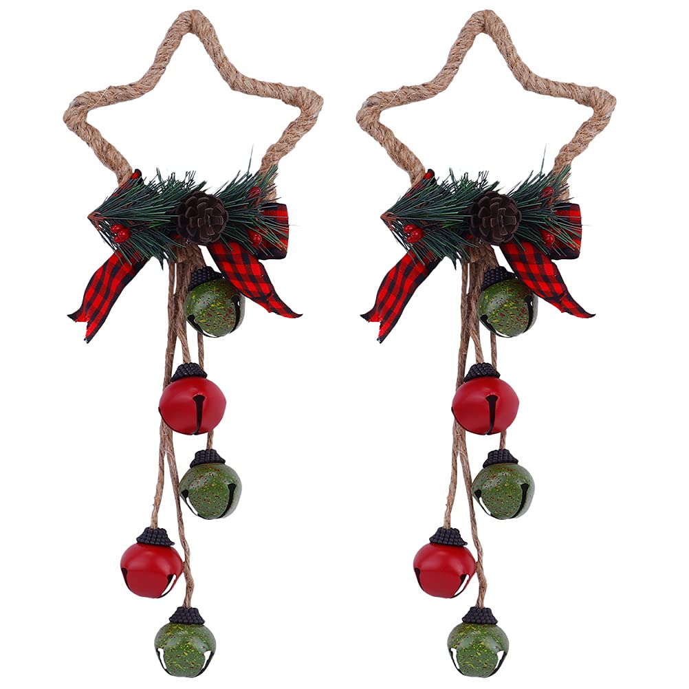 Toyvian Star Shaped Christmas Tree Hanging Bell Metal Tree Decorations Retro Party Decoration Door Knob Hanger for Xmas Farmhouse, Home