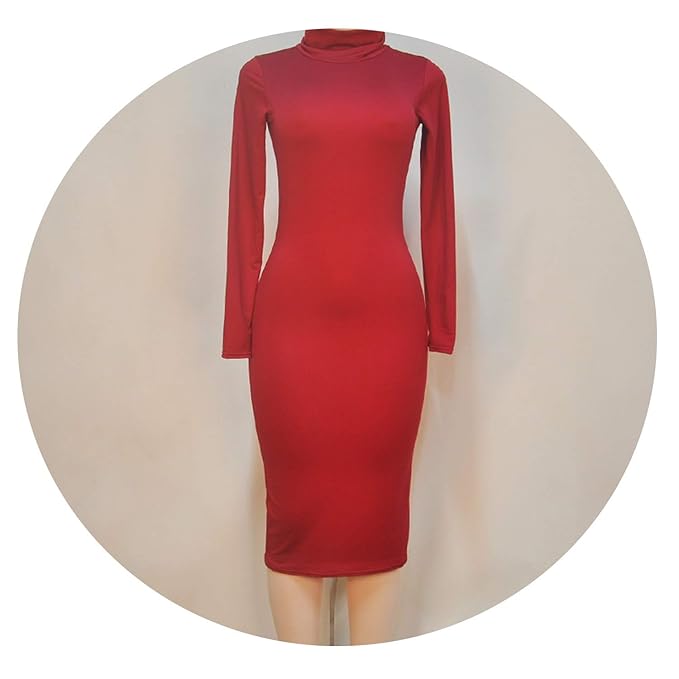 Earth Radius Sexy Women Bandage Dressturtleneck Slim Long