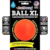 Ruff Dawg Ruff-Core Ball Rubber Fetch Dog Toy, XL, Color Varies | Solid rubber for aggressive chewers. High bounce and floats for water fetch. BPA and latex free. Made in USA. 1 toy.