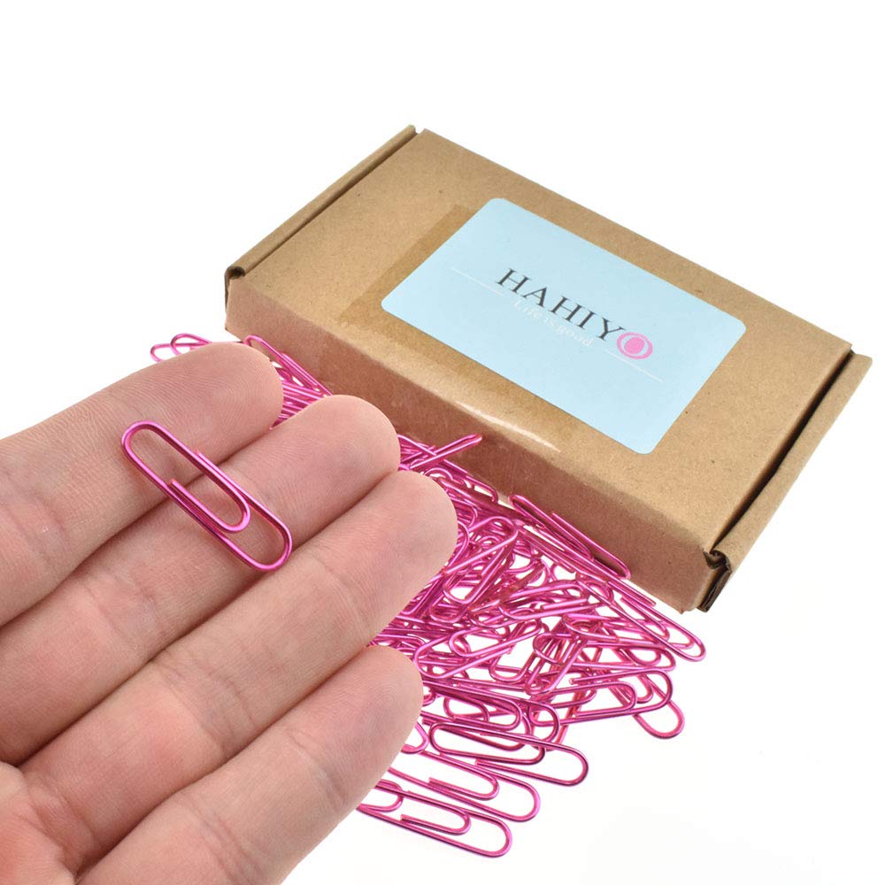 HAHIYO Paper Clips 1.1" (28mm) Length Pink Paperclips Bright Colors Vinyl Coated Prevent Scratching Tearing The Pages Sturdy for Bookmark Organize Home Office School 150 Pack