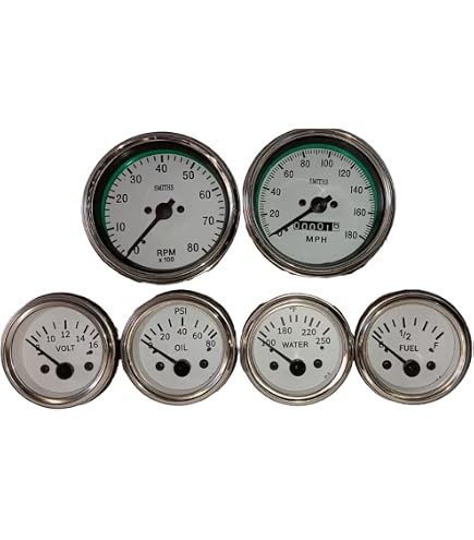 Smiths Set 52mm Temperatur Öl Psi Kraftstoff Volt + Tacho 180-0MPH 85MM RB | UK Smiths Set 52mm Temperatur Öl Psi Kraftstoff Volt + Tacho 180-0MPH 85MM RB | UK