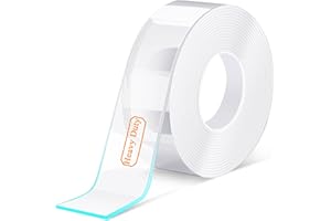 Bekhic Double Sided Tape Heavy Duty, 3.3FT 9.85FT 16.5FT Extra Large Nano Double Sided Adhesive Tape, Clear & Tough, Picture Hanging Strips Adhesive Poster Decor Carpet Tape(3.3 Feet)