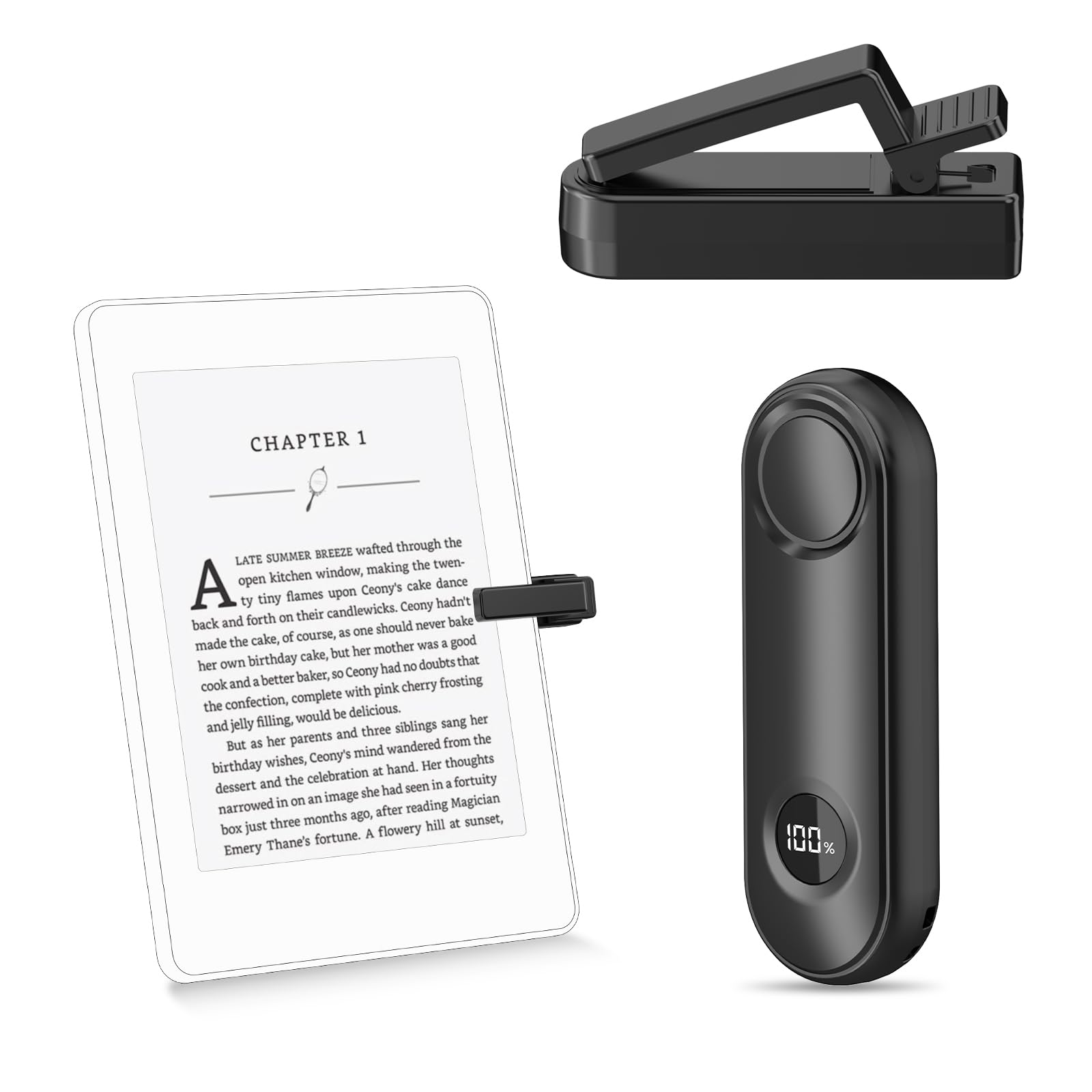 Photo 1 of PageTurner Remote Control Page Turner for Kindle Paperwhite Oasis Kobo eReaders, Page Turner Clicker for ipad Tablets Reading Novels with LCD Power Display, Black