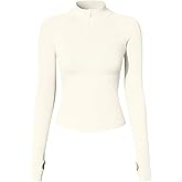 OQQ Workout Shirts Women Long Sleeve Yoga Tops Impact Half Zippy Tunics Running Shirts