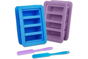 2PCS Butter Silicone Mold with Lid, Non-Stick Butter Mold Tray with Measurements, Butter stick molds with butter paddles for 