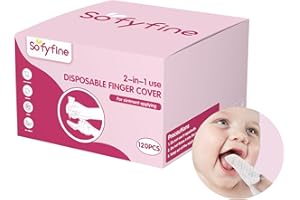 SOFYFINE 120 PCS Baby Tongue Cleaner for Newborn, Oral Finger Dry Wipes for Infant, Disposable Toddler Mouth Toothbrush for 0-24 Months