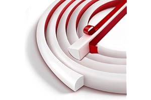 YIYAO Flexible Quarter Round Molding Bendable Molding Trim 0.5 Inch(W) x 5 Feet(L) Self Adhesive Vinyl Wall Base Peel and Stick Rubber Edge Trim for Floor,Tub,Around Curved Stairs(White)