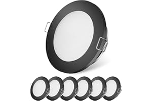 GZV RV Puck Light, RV Boat Recessed Ceiling Light, DC 12V Led Light for Under Cabinet Camper Van Truck Motorhome Sailboat Interior Lighting, 6 Pack (4100K with Black Finish Cool White)