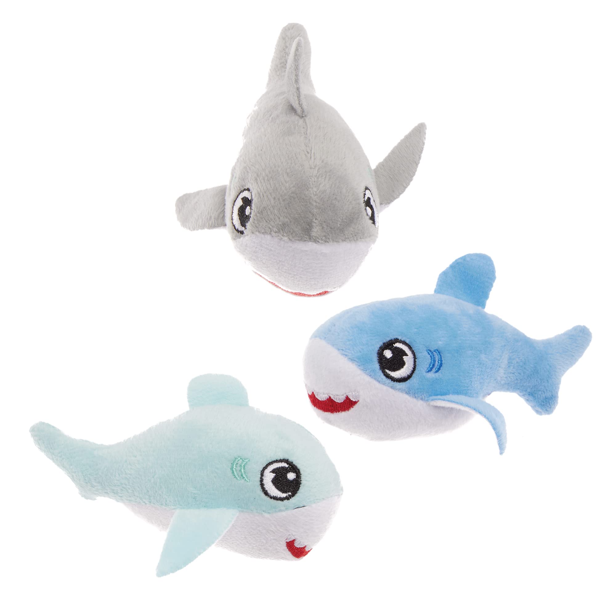 Baker Ross FX748 Shark Pup Plush - Pack of 3, Soft Toy Party Bag Fillers