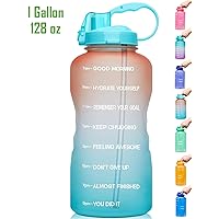 Venture Pal Large 1 Gallon/128 OZ (When Full) Motivational BPA Free Leakproof Water Bottle with Straw & Time Marker Perfect for Fitness Gym Camping Outdoor Sports