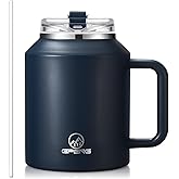Gpeng 30/40/50 oz Tumbler with Handle, Water Bottles with Straw Lid, Insulated Stainless Steel Travel Mug Cup Holder Friendly, Keep Drinks Cold or Hot for Hours (DeepBlue, 50 oz)