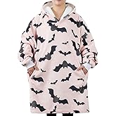 Huglanket Bat Gifts for Bat Lovers, Halloween Gifts, Wearable Flannel Blanket Hoodie, Super Soft Warm Cozy with Two Large Pocket, One Size Fits Most