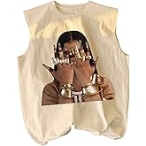 RoseSeek Retro Graphic Tank Top for Men Crew Neck Summer Sleeveless Tops Hippop Streetwear