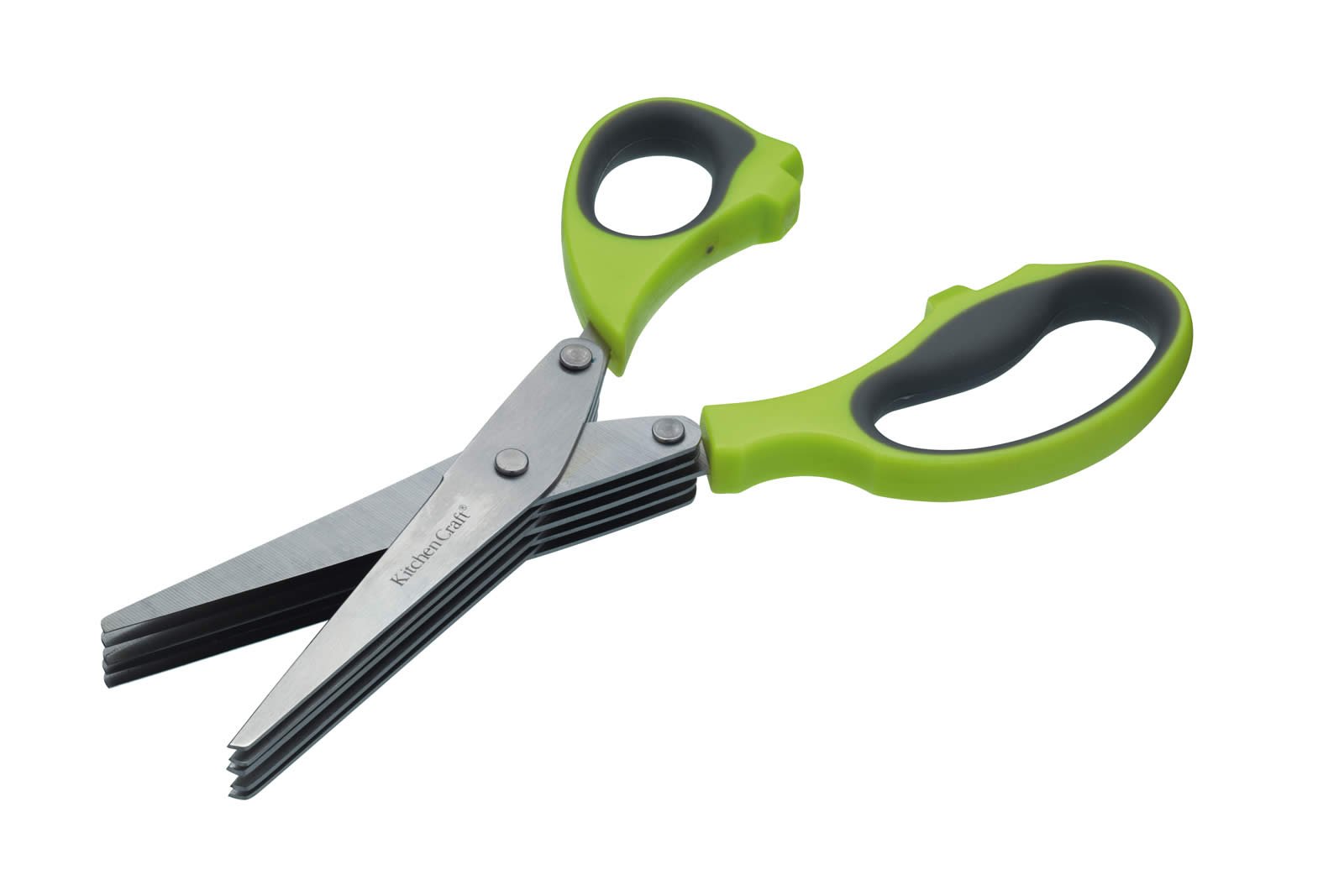 KitchenCraft Stainless Steel Multi-Blade Herb Scissors, 21.5 cm (8"), Green