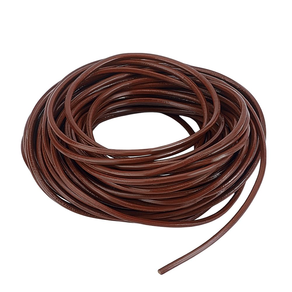 PH PandaHall 11 Yards Cowhide Leather Cord, 2mm Brown Leather Thonging Cord Thin Leathers String Leathers Laces for DIY Craft Bracelet Necklace Jewellery Making Shoe Lace Hanging Ornaments