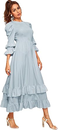 ruffle hem maxi dress