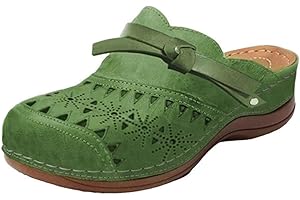 DDAPJ pyju Clogs for Women Comfortable Slip on Shoes Hollow Out Closed Toe Wedge Sandals Summer Mules with Arch Support