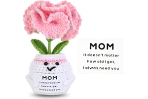 Lackycc Easter Basket Essentials Stuffers Positive Crochet Animals Flower-MOM for Mom,Appreciation Graduation Gifts for Women,Emotional Support Crochet Knitted Flower