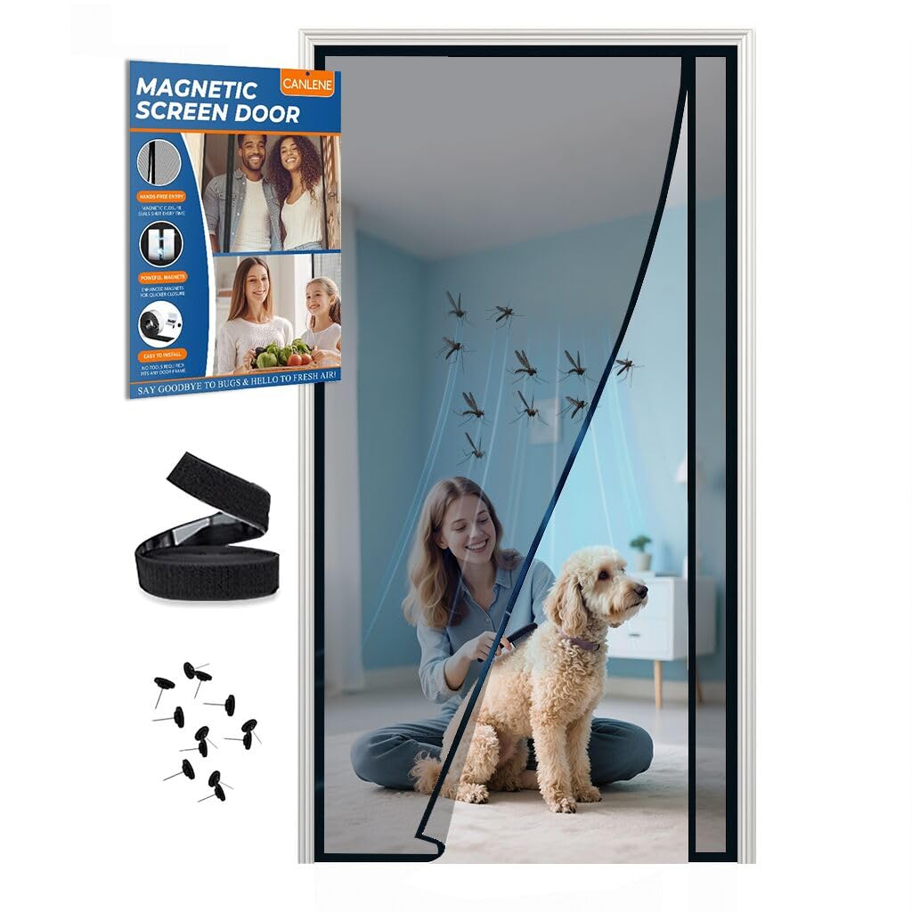 Photo 1 of CANLENE Magnetic Screen Door Left Right Side Opening Polyethylene Terephthalate Mesh Greater Than Fiberglass and Polyester Easy Install