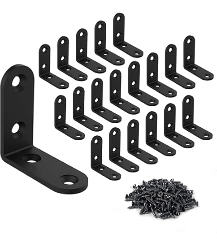 8Pcs Heavy Duty Black L Brackets 5x5 Inch - Steel Corner Braces For Shelves, Bookshelves, Furniture With Screws Included