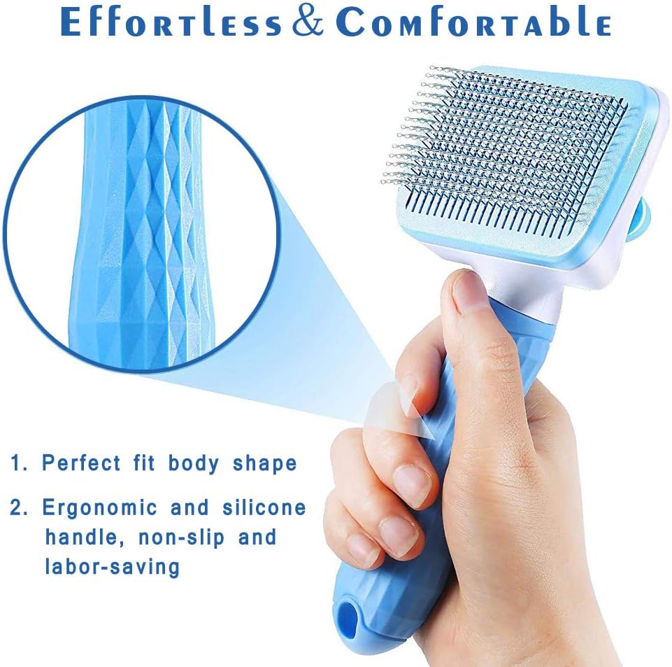 FymuSing Self Cleaning Pet Brush for Dog and Cat, Grooming Brush with Long and Soft Hair : Pet Supplies