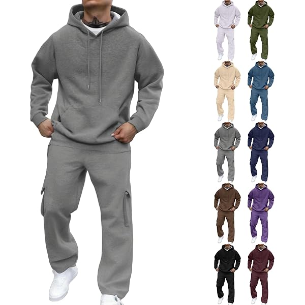 Amazon.com: Waffle Hoodie and Sweatpants Set for Men Comfort