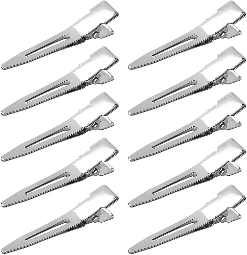 nuosen 50 Pcs Curl Clips 1.75 Inch Silver Alligator Hair Pins for Extensions