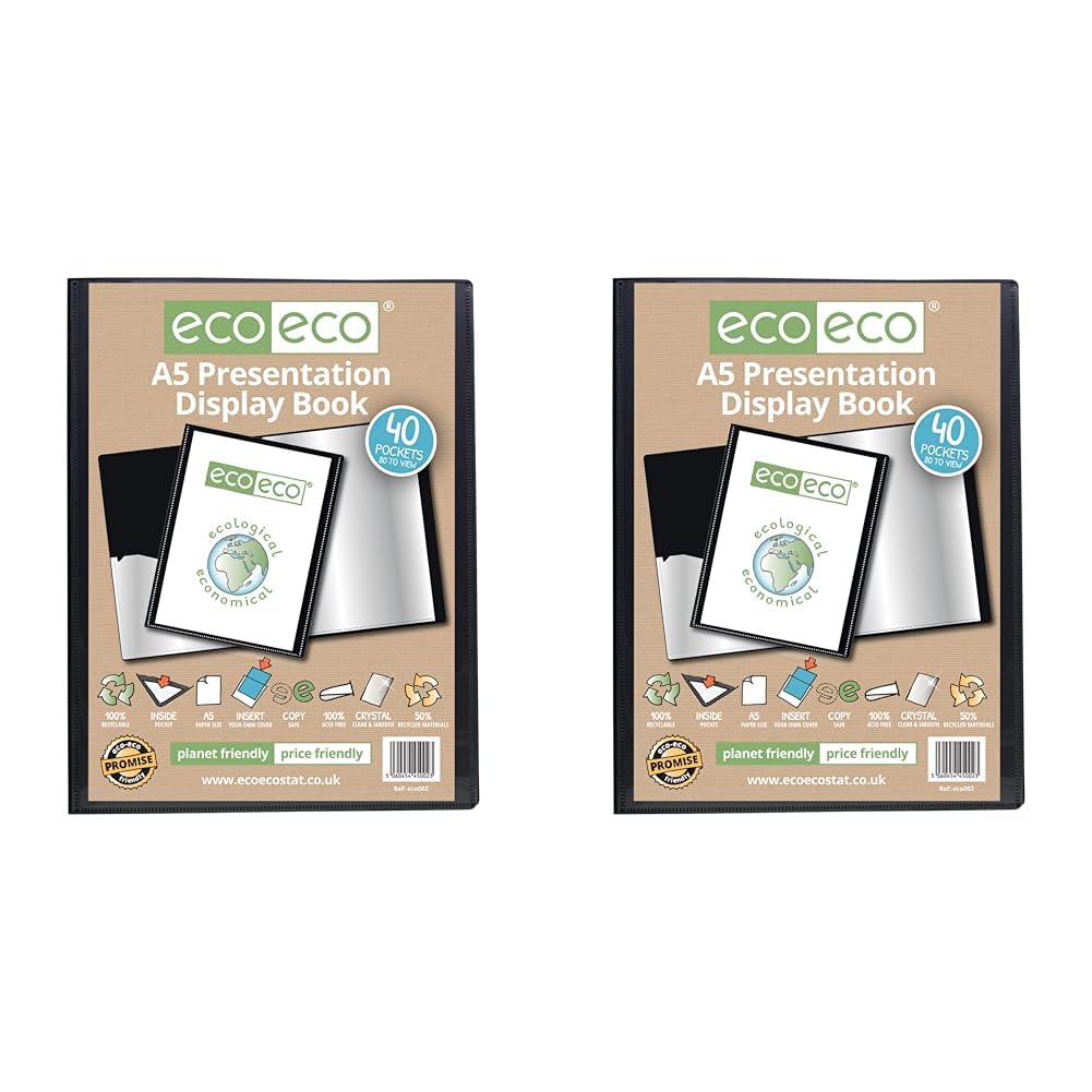 eco-eco A5 50% Recycled 40 Pocket Presentation Display Book (Pack of 2)