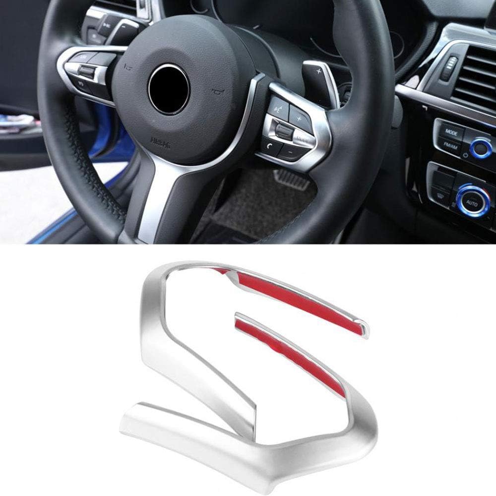 DAETNG Car Interior Multi-Media Control Button Cover, ABS Chrom/Carbon Fiber Steering Wheel Buttons Covers Stickers Decoration 2PCS for BMW F20 F22 F30 F32 F10 F06 F15 F16 M-Sport