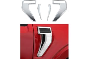 Savadicar 2-Piece Chrome Fender Vent Trim Cover for 2021-Present Ford F150, Side Emblem Surround Overlay Accent, Exterior Styling Upgrade Accessories