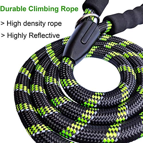 iYoShop Strong Dog Leash with Comfortable Padded Handle and Highly Reflective Threads for Small and Medium Dogs (3/8" X 6FT, Black/Green) - Thumbnail 3