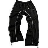 SHENHE Men's Baggy Track Pants Wide Leg Drawstring Waist Colorblock Workout Jogger Parachute Pants Trousers