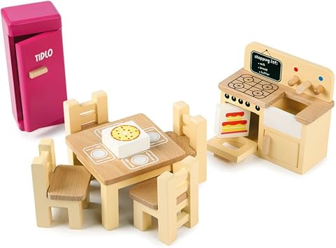 Tidlo Wooden Doll S House Kitchen Furniture Set Amazon Co Uk