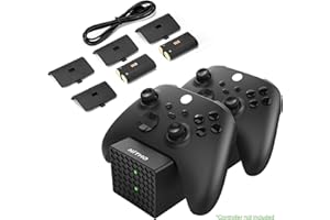 NiTHO Xbox Controller Charger Dock, Dual Charging Station Compatible with Xbox Series X|S and Xbox One Controllers, Includes 2 Rechargeable Battery Packs and 4 Battery Covers