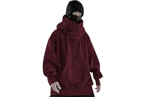 Alalaso Ninja Hoodie Men Double Neckline Cotton Pullover Windproof Warm Japanese Streetwear Hoodies Sweatshirts for Men