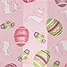 Pastel Pink Easter Silk Feel Scarf with Eggs, Bunnies and Flowers