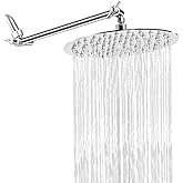 NearMoon Rain Shower Head with 11'' Adjustable Arm, High Pressure Stainless Steel Rainfall Shower, Ultra-Thin Design - Pressure Boosting (8 Inch, Chrome)