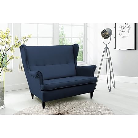 JUSTyou Wood Einzelsofa Sofa Couch Kunstleder (LxHxB): 135x108x90 cm Blau